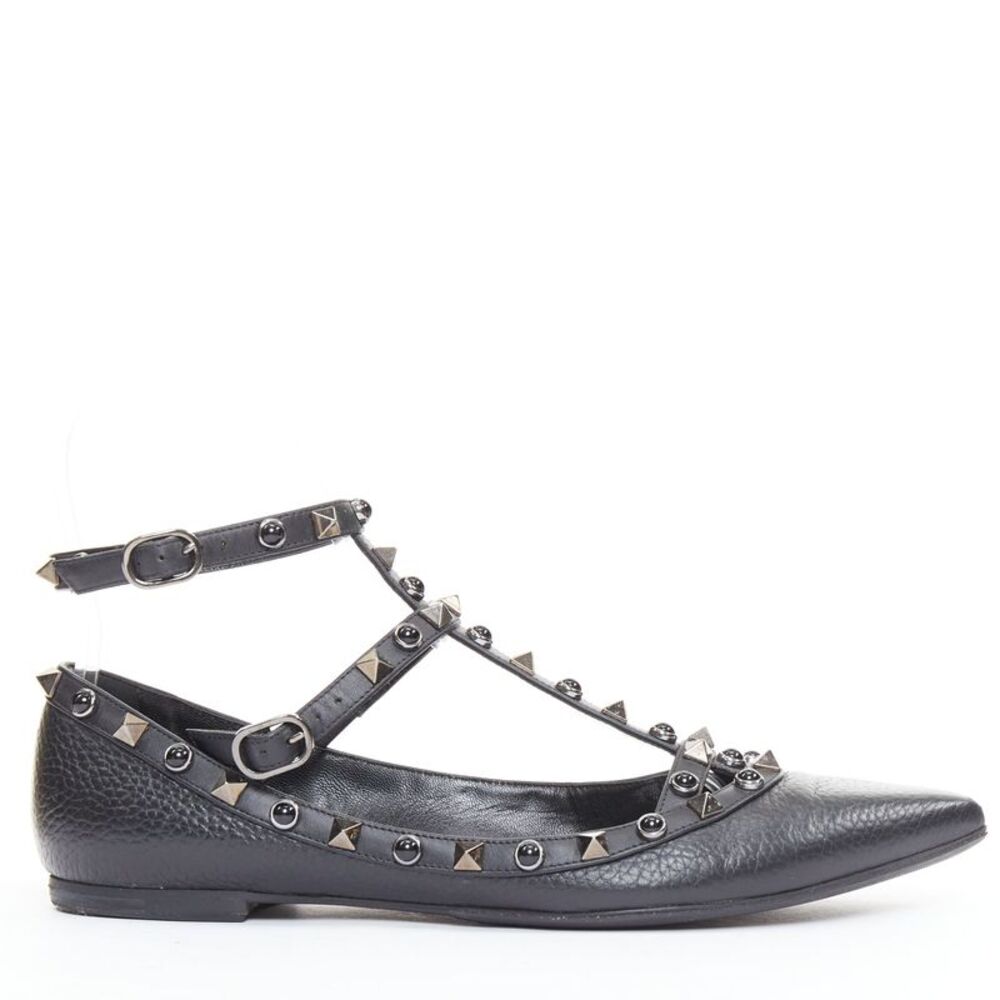 Valentino Rockstud Mixed Stone Caged Ballet Flats
